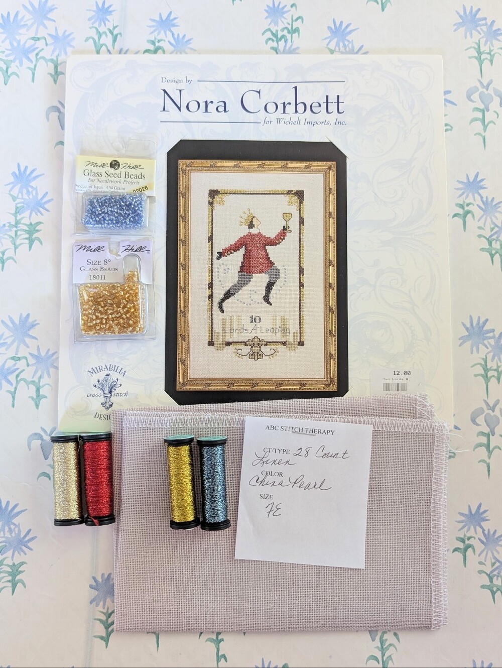 Nora Corbett 12 Days of Christmas Ten Lords a Leaping Cross Stitch Kit NEW Xmas